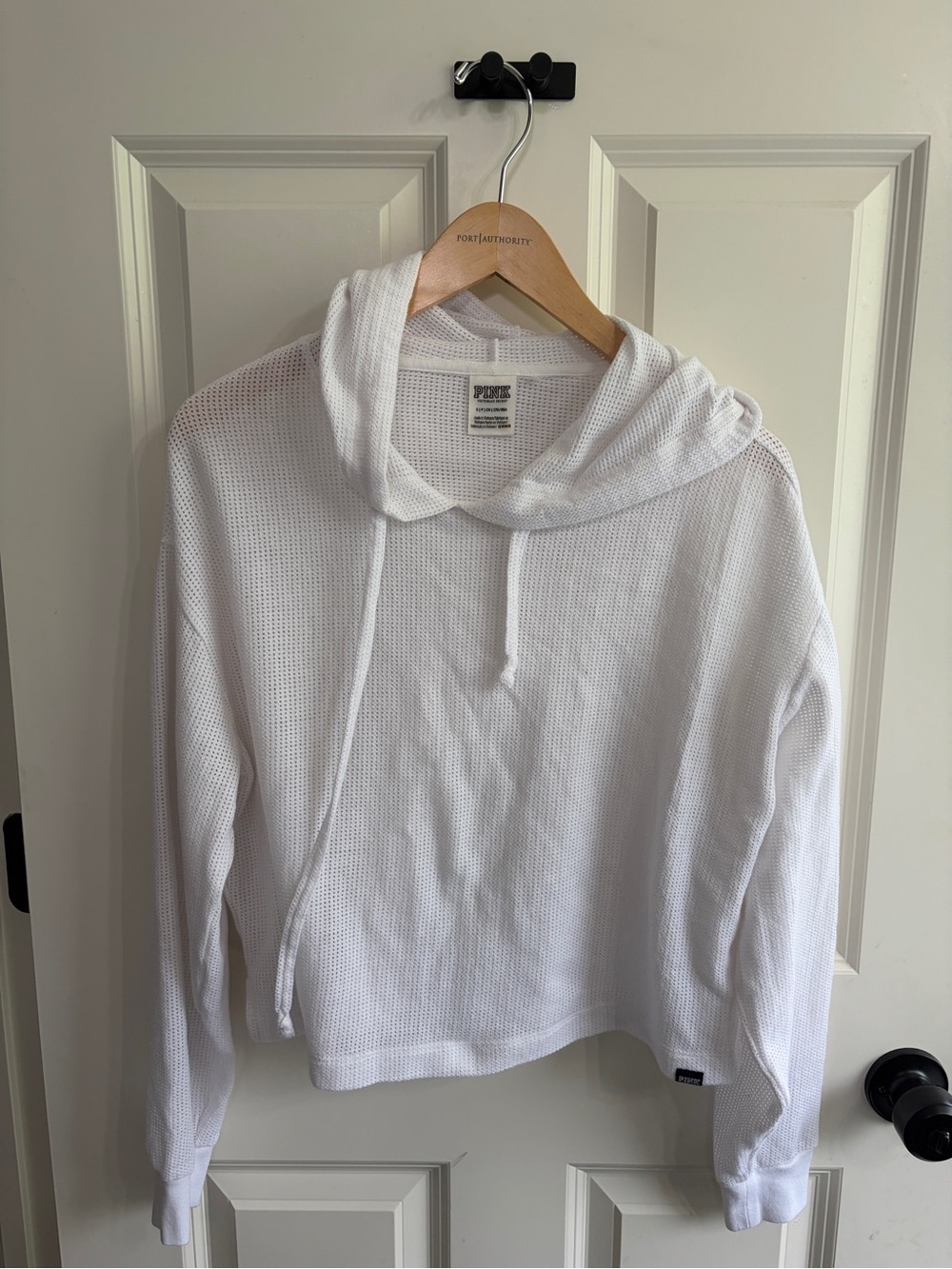Like new PINK Victoria's Secret size S White Mesh Hooded Pullover. So cool.